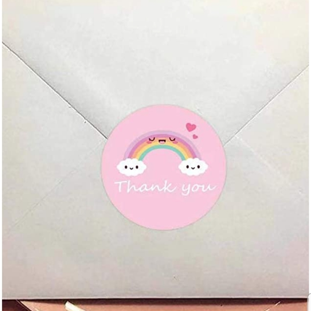 200  1'' Rainbow Thank You Stickers Roll